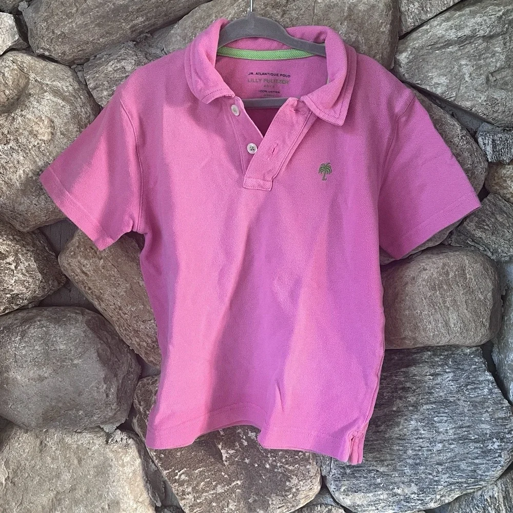 lilly‎ pulitzer Boys Polo 4/5 Small Pink Polo Shirt Embroidered